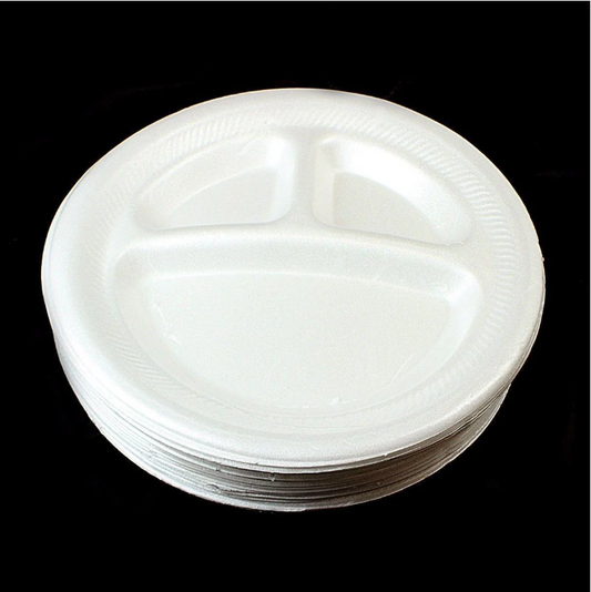 Pack Of 15 White Insulated Party Plates With 3 Sections