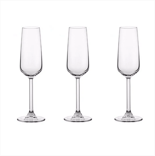 Pack Of 3 Allegra Champagne Glass Drinking Glasses 195ml Home