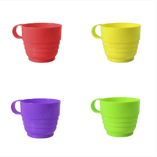 Pack Of 4 Assorted Colour Plastic Cups 8cm x 7cm