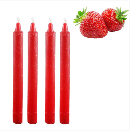 Pack Of 4 Beautiful Scented Candles Strawberry Red Home