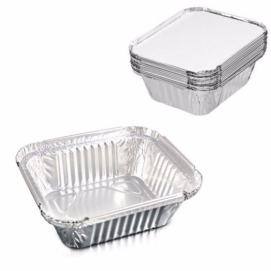 Pack Of 9 Medium Foil Trays With Lids
