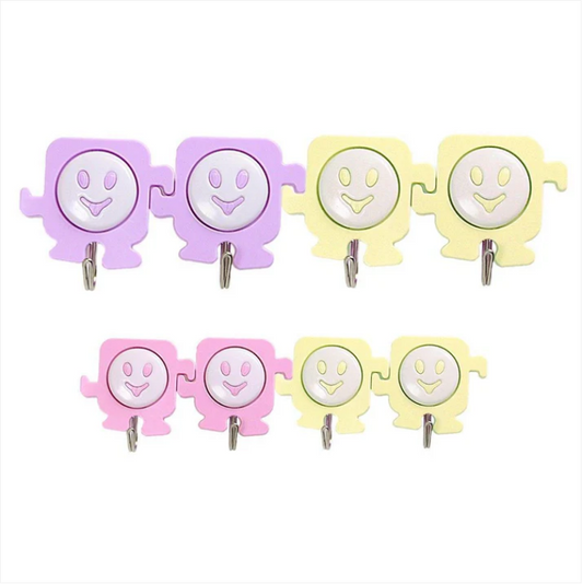 Pack of 4 Multipurpose Adhesive Hooks In Assorted Colours Max Load 3kg