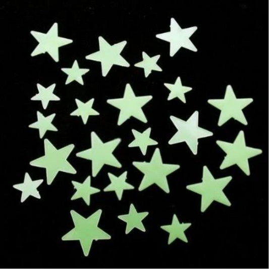 Pack of Glow In The Dark Stars / Moons Plastic Assorted Designs and Colours