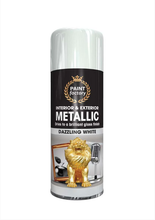 Paint Factory Metallic Interior & Exterior Spray Paint Dazzling White 200ml