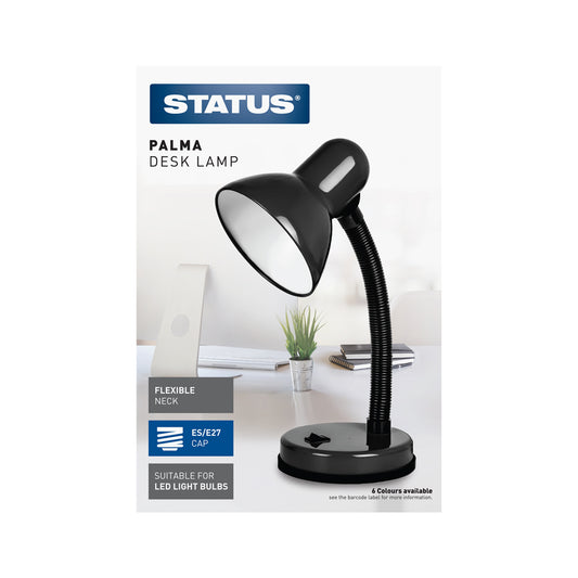 Palma - Black - Desk Lamp - E27 - 1 pk - in Glossy Retail Box