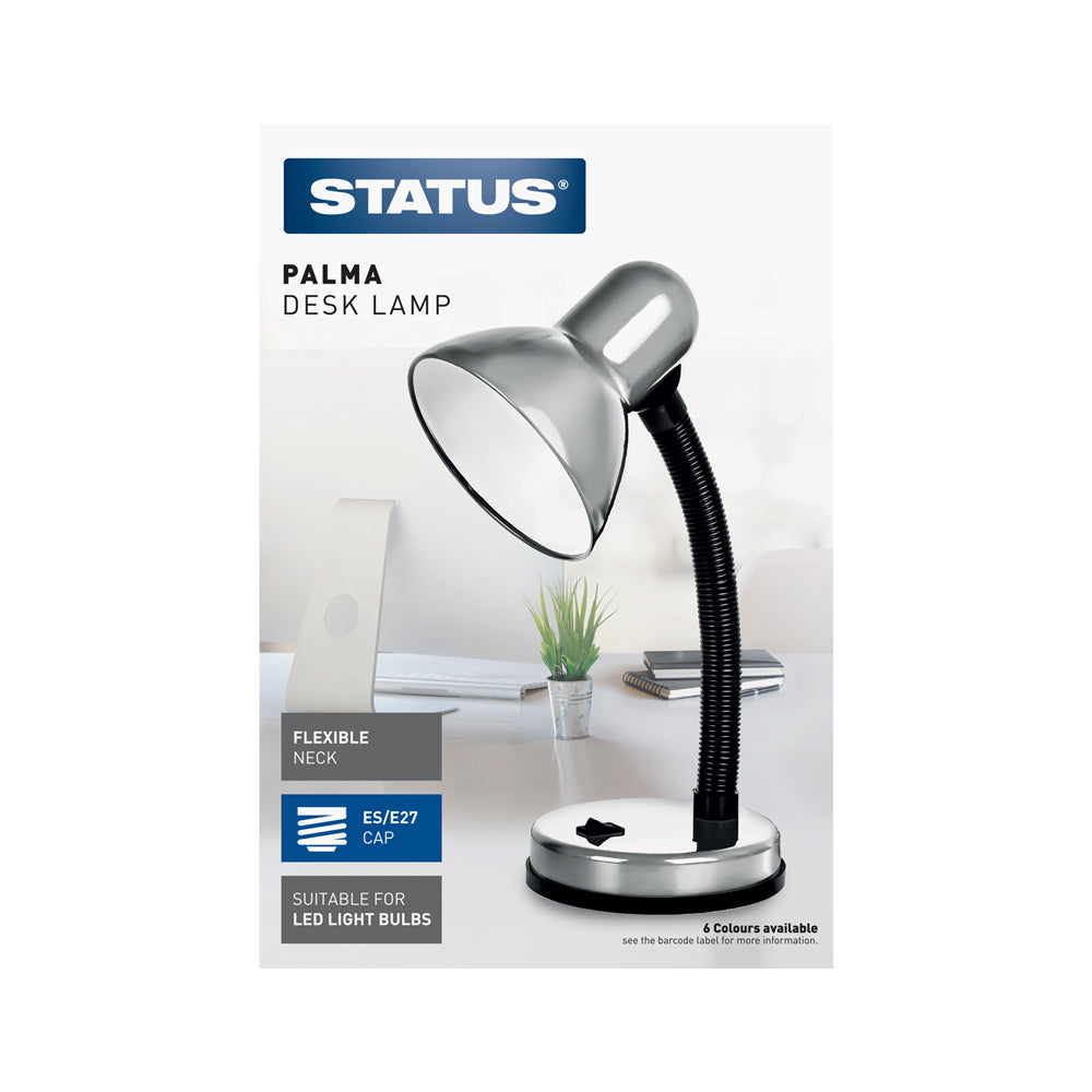 Palma - Silver - Desk Lamp - E27 - 1 pk - in Glossy Retail Box