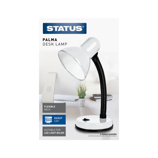 Palma - White - Desk Lamp - E27 - 1 pk - in Glossy Retail Box