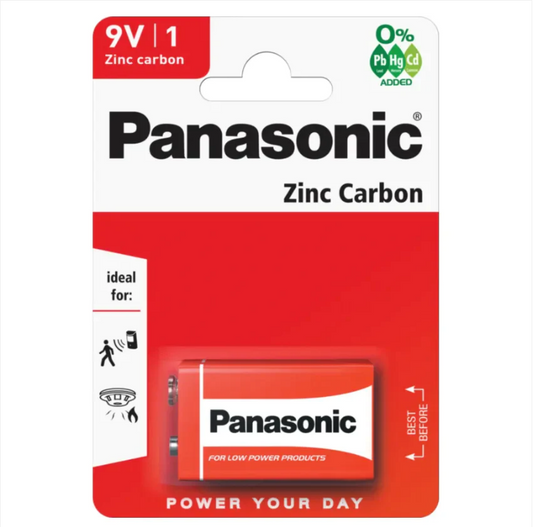Panasonic 9V Battery Zinc Carbon 6F22 Battery