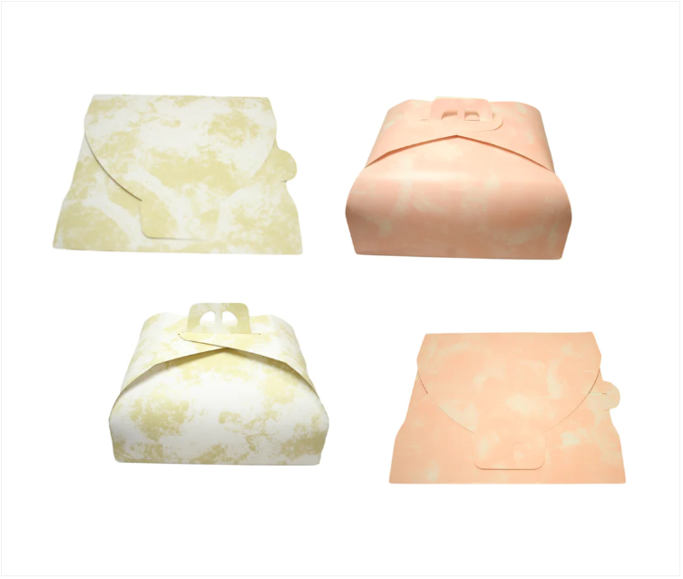 Paper Cake Box Pink/Gold Festive Square Easy Assemble Cake Box