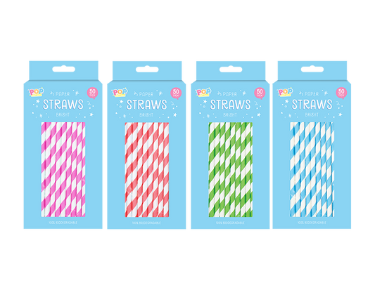 Paper Straws Bright - 50 Pack