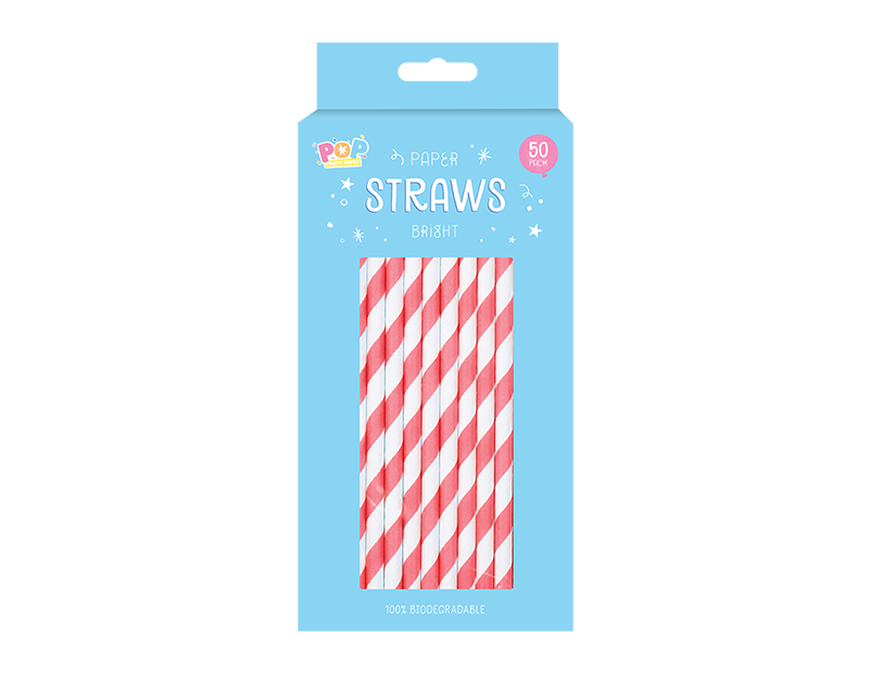 Paper Straws Bright - 50 Pack