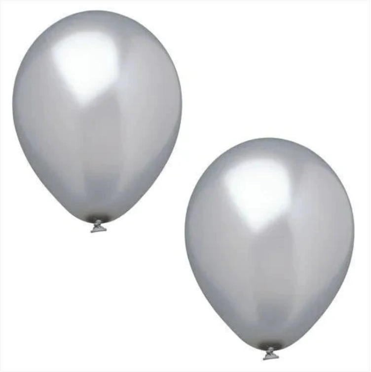 Papstar Silver Metallic Birthday Party Balloons 10 Piece Party Pack 25cm
