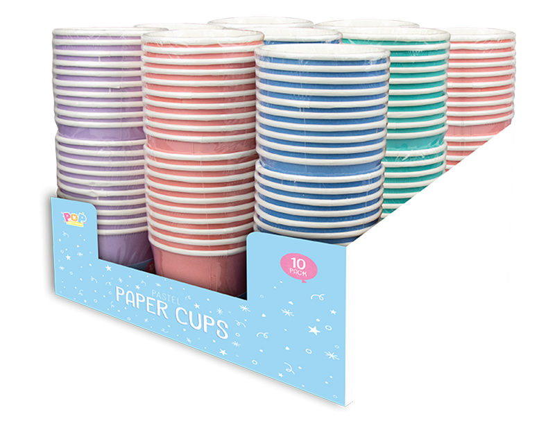 Pastel Paper Cups 10pk PDQ