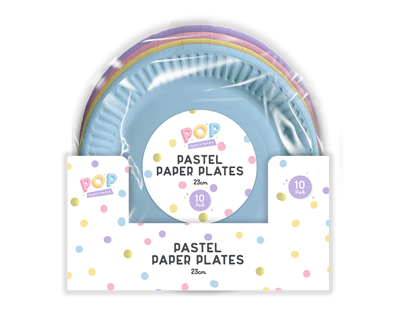 Pastel Round Paper Plates 23cm 10pk PDQ