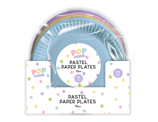 Pastel Round Paper Plates 23cm 10pk PDQ