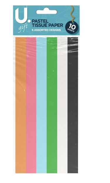 Pastel Tissue Paper, 6 Asst, 10 Sheets