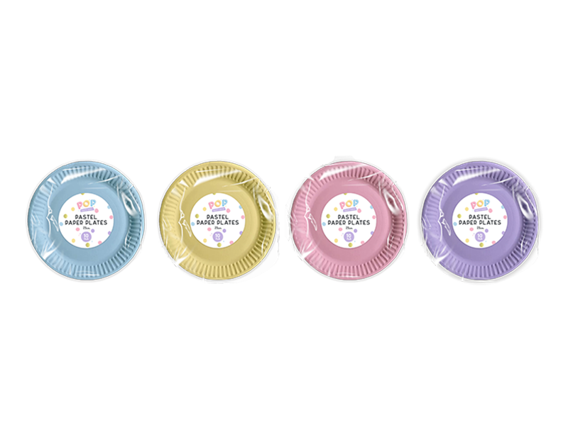Pastel Round Paper Plates 23cm 10pk PDQ
