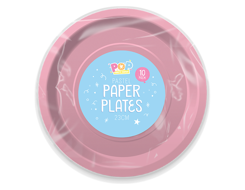 Pastel Round Paper Plates 23cm 10pk PDQ