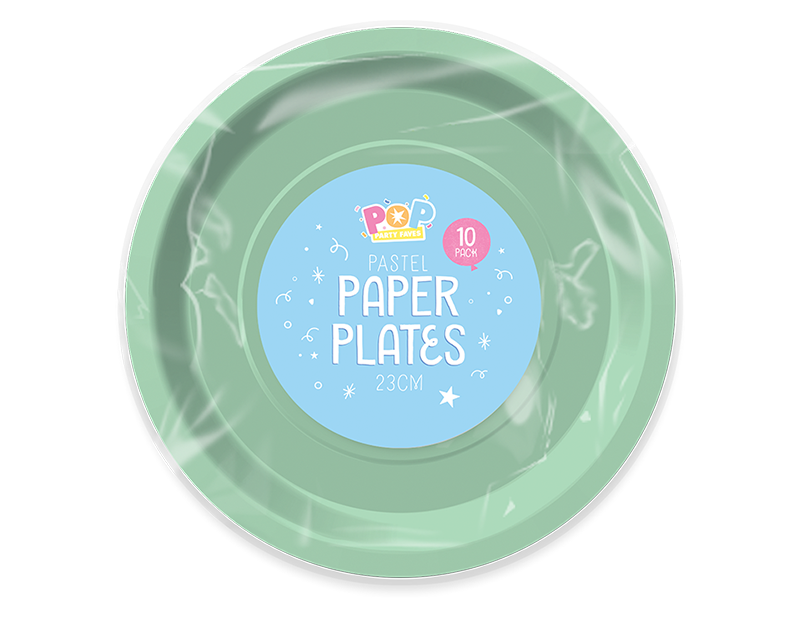Pastel Round Paper Plates 23cm 10pk PDQ