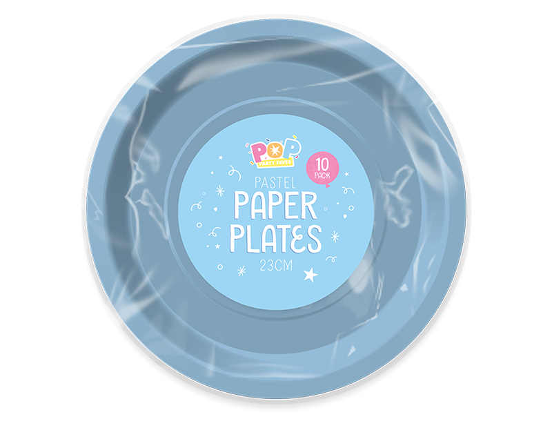 Pastel Round Paper Plates 23cm 10pk PDQ