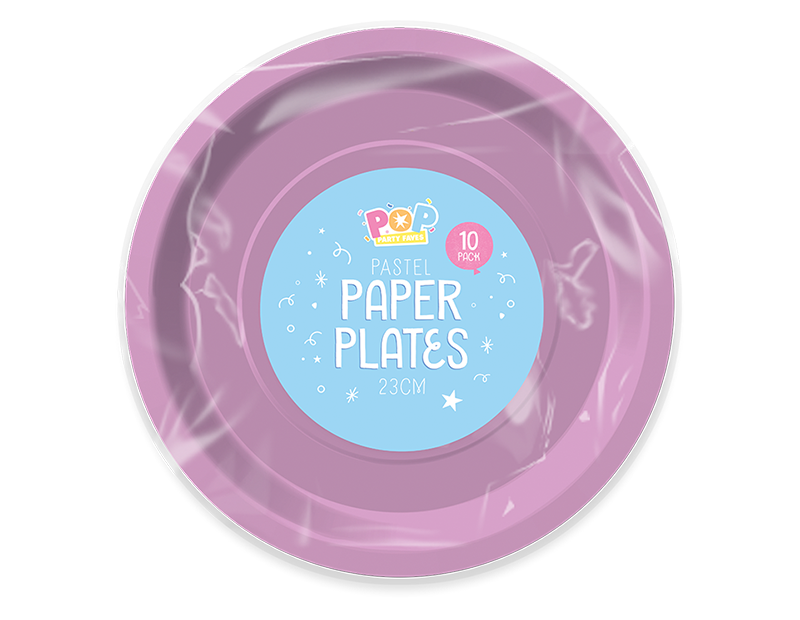 Pastel Round Paper Plates 23cm 10pk PDQ