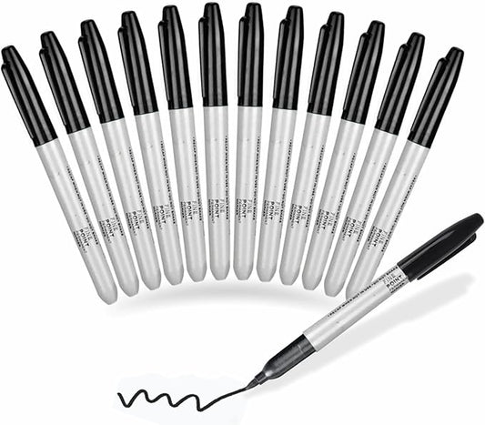 Permanent Black Markers 12pk