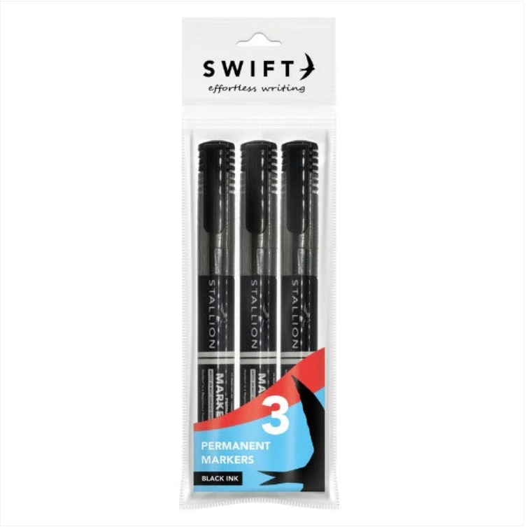 Permanent Markers 3 Pack Black