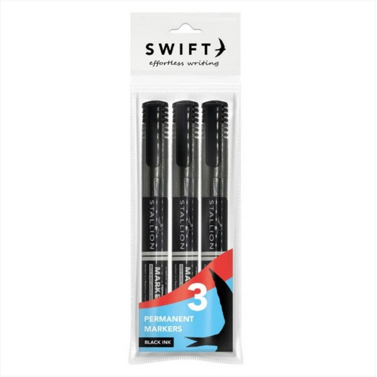 Permanent Markers 3 Pack Black