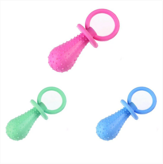 Pet Dog/Puppy Chewable Dummy Toy With Ring Grip Assorted Colours