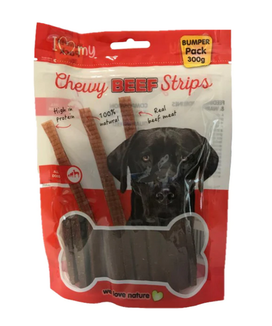 Pet Dog Chewy Beef Strips 300g Bumper Pack