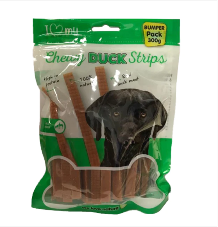 Pet Dog Chewy Duck Strips 300g Bumper Pack