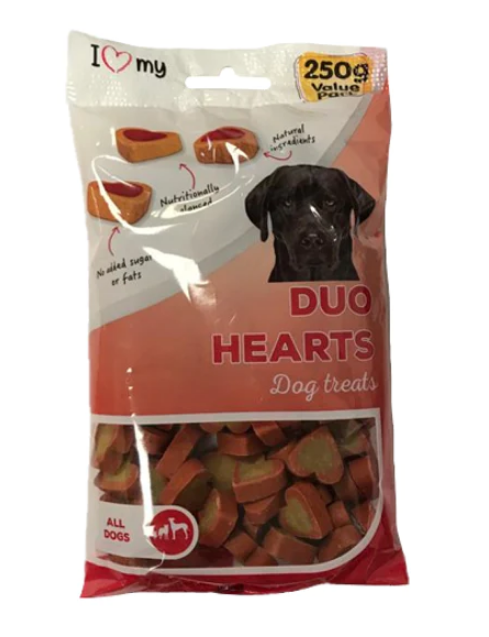Pet Dog Duo Heart Treats 250g Flow Pack