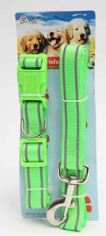 Pet Dog Lead Leash and Collar Assorted Colours