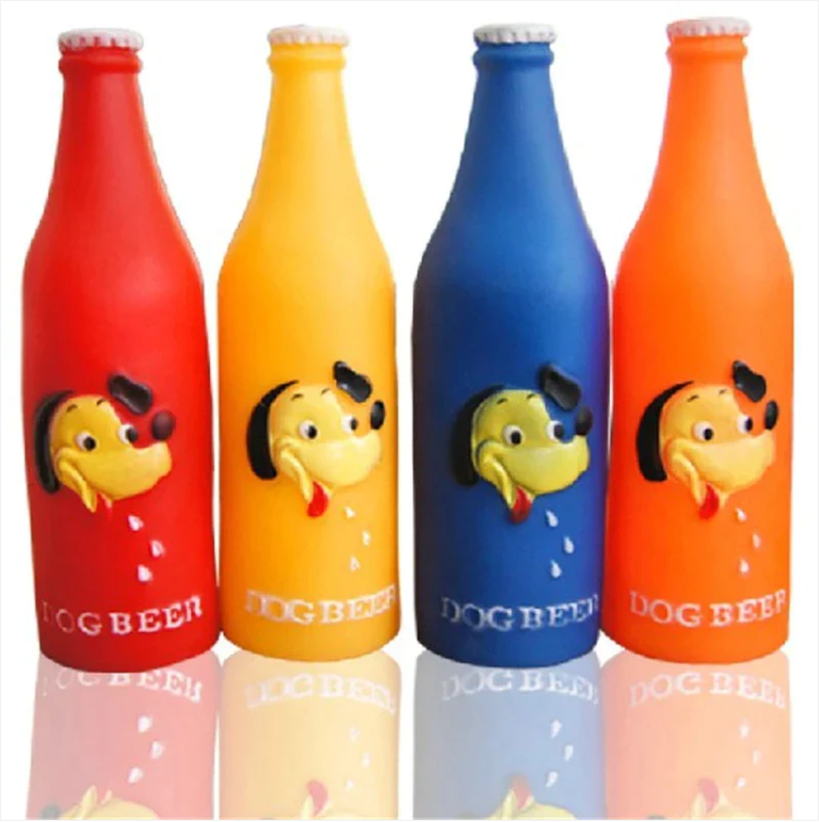 Pet Dog Toy Bottle Squeaky Random Colour Sent 19cm x 6cm