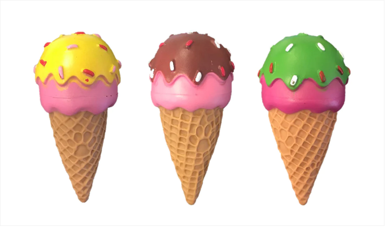 Pet Dog Toy Squeaky Ice Cream Cone 14 cm Assorted Colours