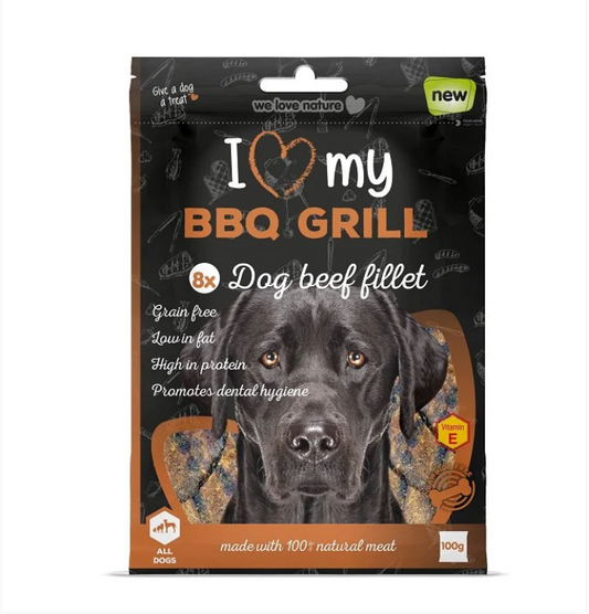Pet Dog Treats BBQ Grill Beef Fillets 8 Pack
