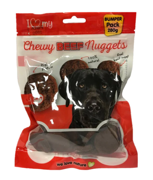 Pet Dog Treats Chewy Beef Nuggets 280g