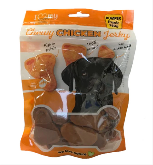 Pet Dog Treats Chewy Chicken Jerky 280g