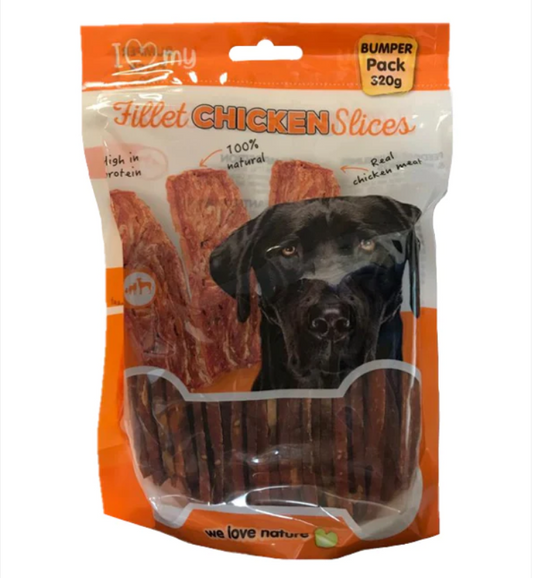 Pet Dog Treats Chicken Fillet Slices 320g