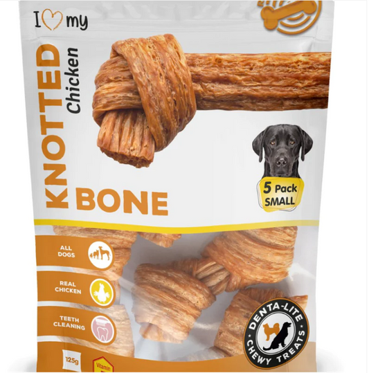 Pet Dog Treats Knotted Bone Chicken Small 5pc