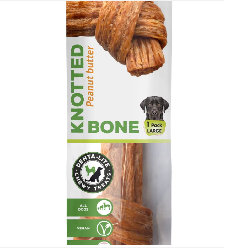 Pet Dog Treats Knotted Bone Peanut Butter Large 1pc