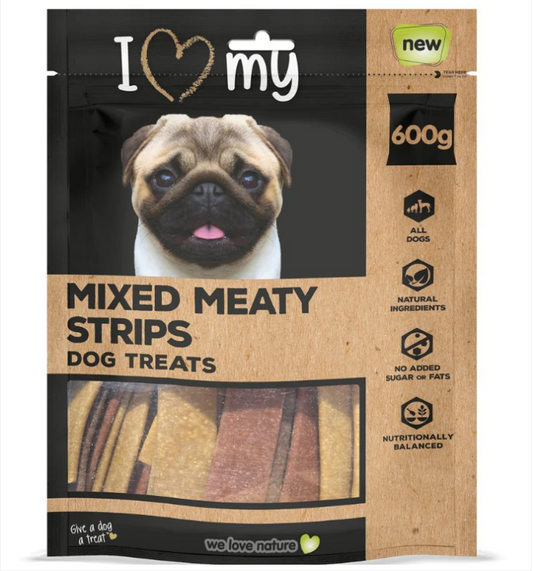 Pet Dog Treats Mixed Meaty Strips 600g Bumper Bag