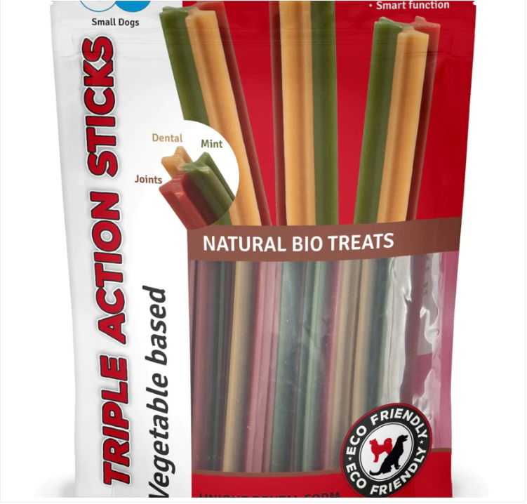 Pet Dog Treats Triple Action Dental Sticks Small Dogs 10 Pack