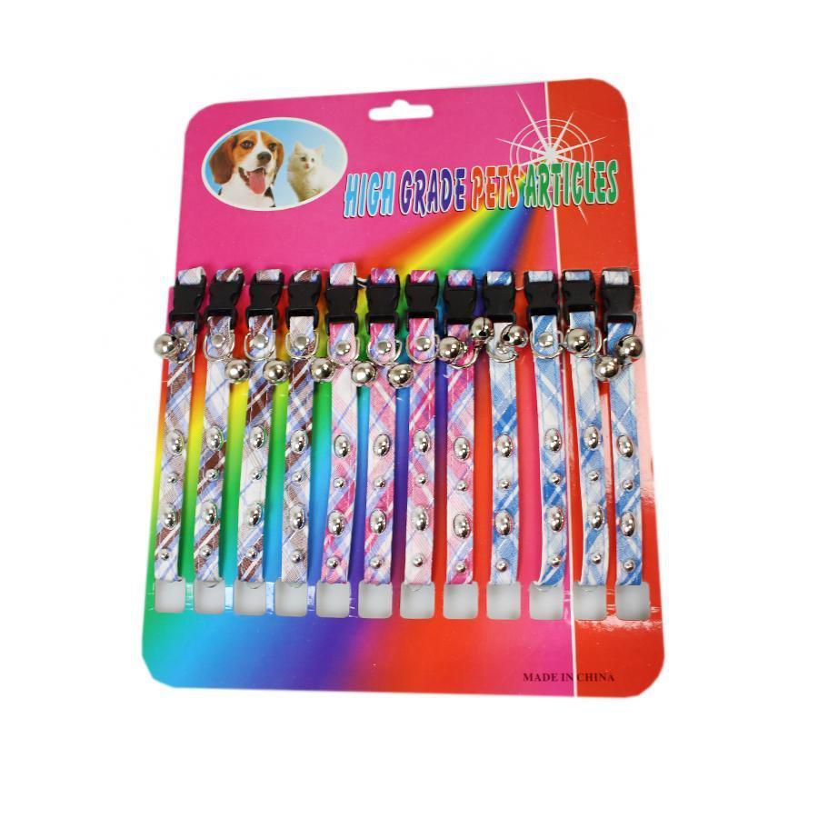 Pets Cats Dogs Assorted Colour Adjustable Collars With Bells