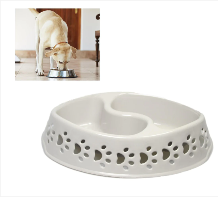 Pets Cats Dogs Twin Pet Grey Bowl Indoor Outdoor Pets Bowl 25cm