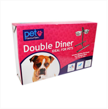 Pets Double Diner 2 Bowl Stand Adjustable Anti Splash Clip