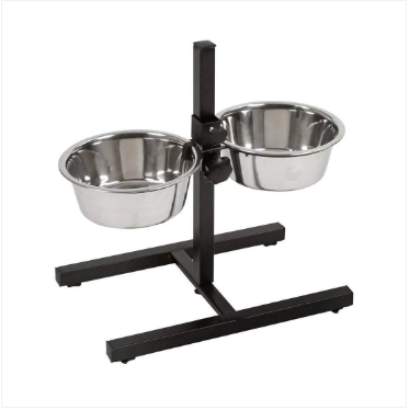 Pets Double Diner 2 Bowl Stand Adjustable Anti Splash Clip