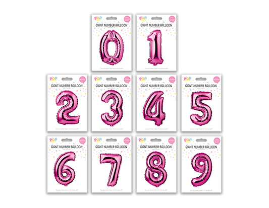 Pink Foil Number Balloon 65cm