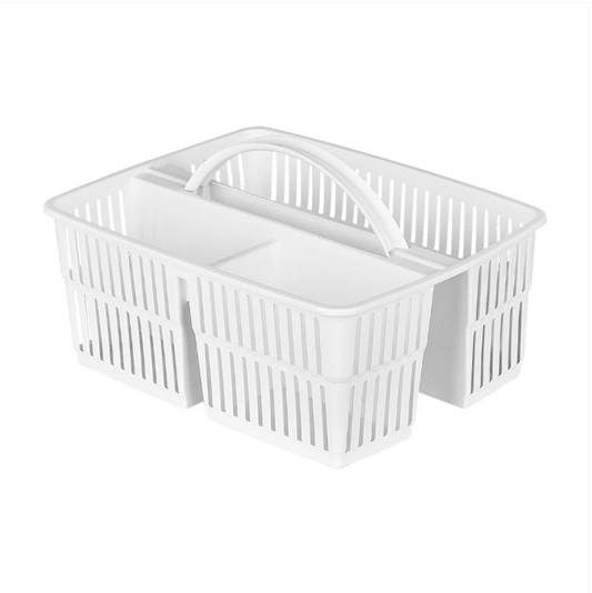 Plastart Kitchen Sink Divided Organiser Basket With Handle Assorted Colours 7.3L 26 x 34 x 21 cm