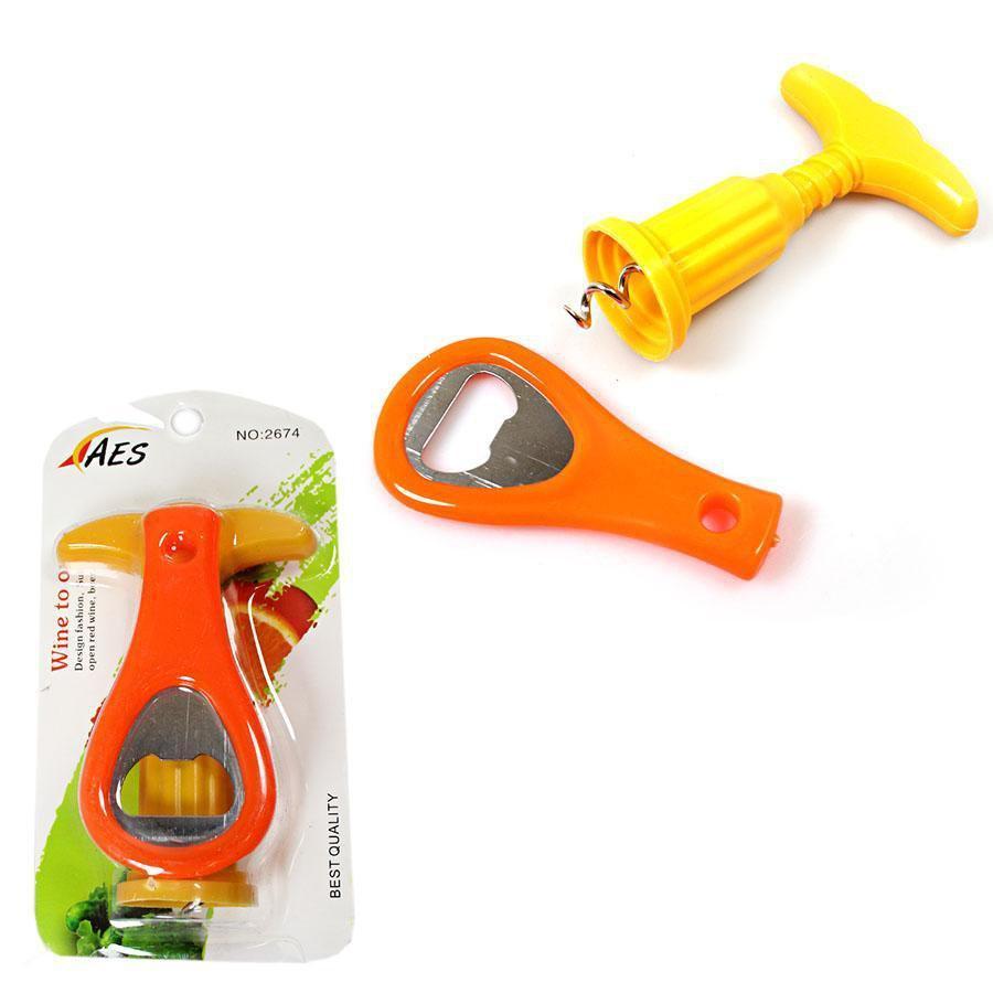 Plastic 2 Type Bottle Opener Multipurpose Use Orange and Yellow